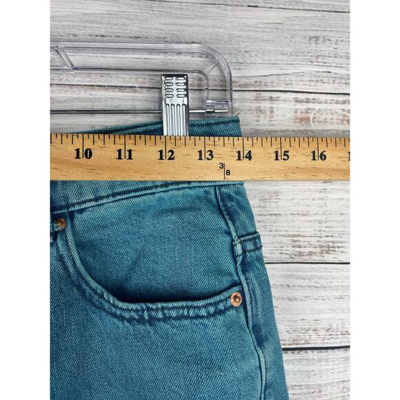 BDG Teal Blue High Rise Wide Leg Jeans Boho Stretch Distress Coastal Relaxed 27 - Picture 3 of 10